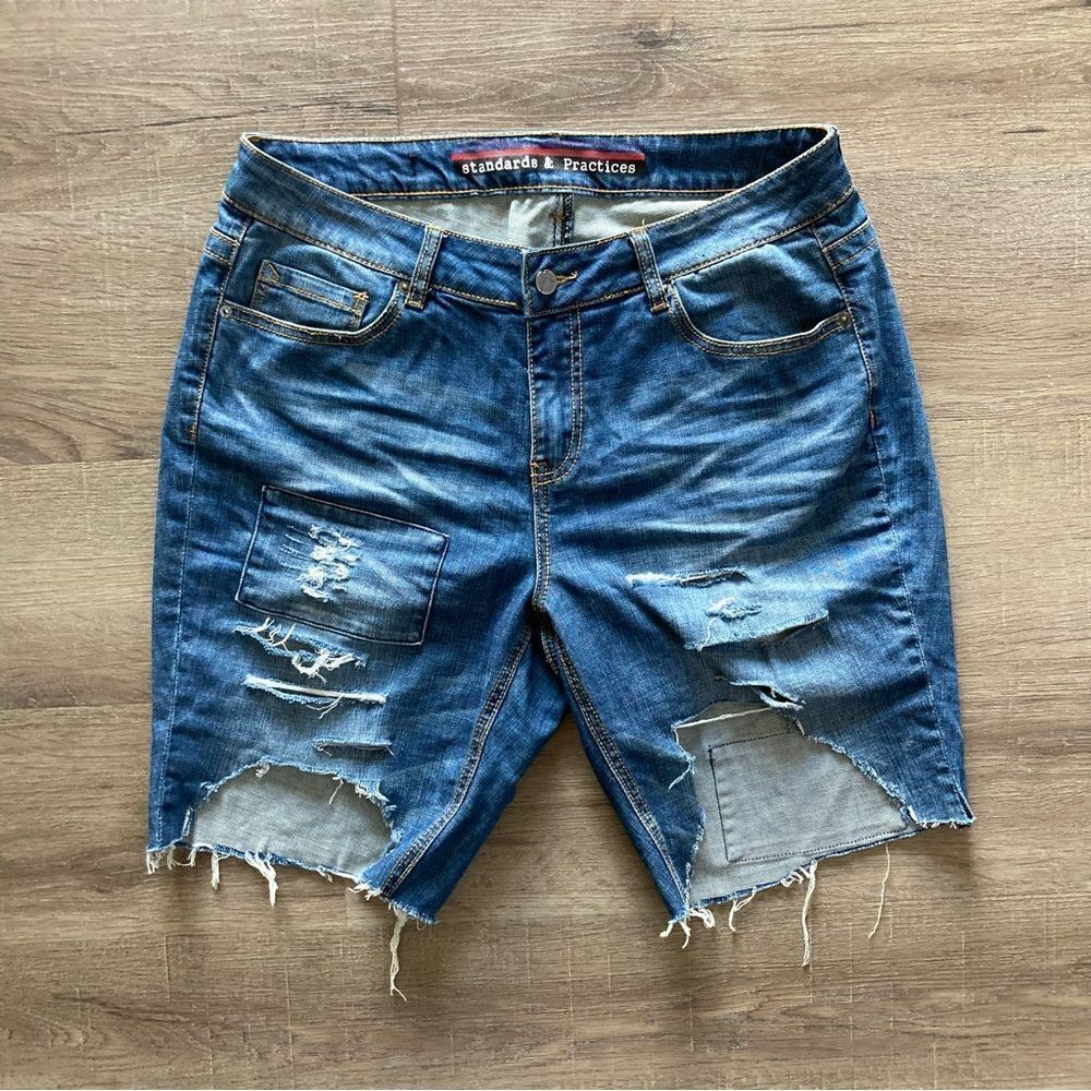 Standards & Practices Distressed Jean Shorts 14 EUC